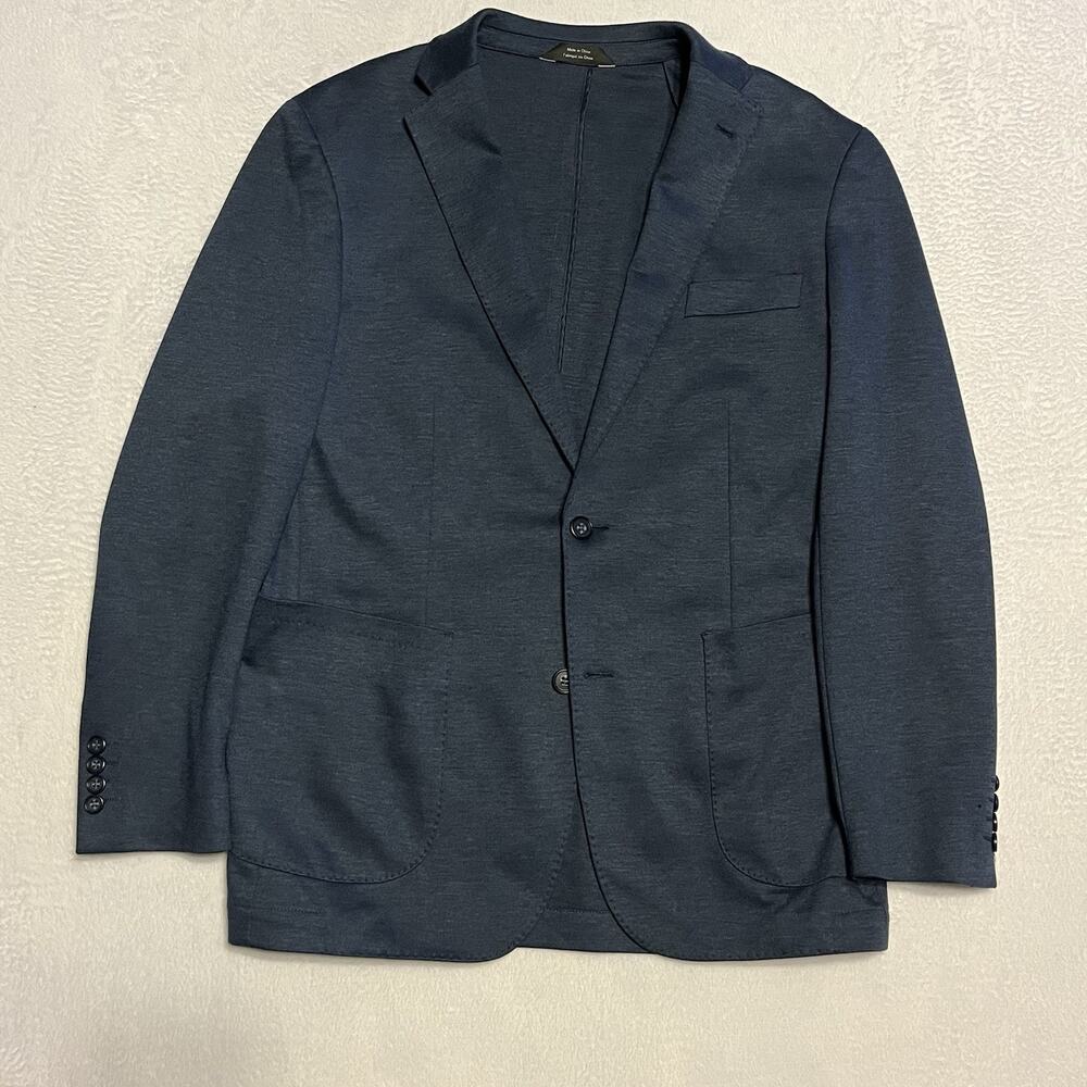 Saks Fifth Avenue Women’s Blue Knit Blazer Jacket 2 Button Stretch Petite S